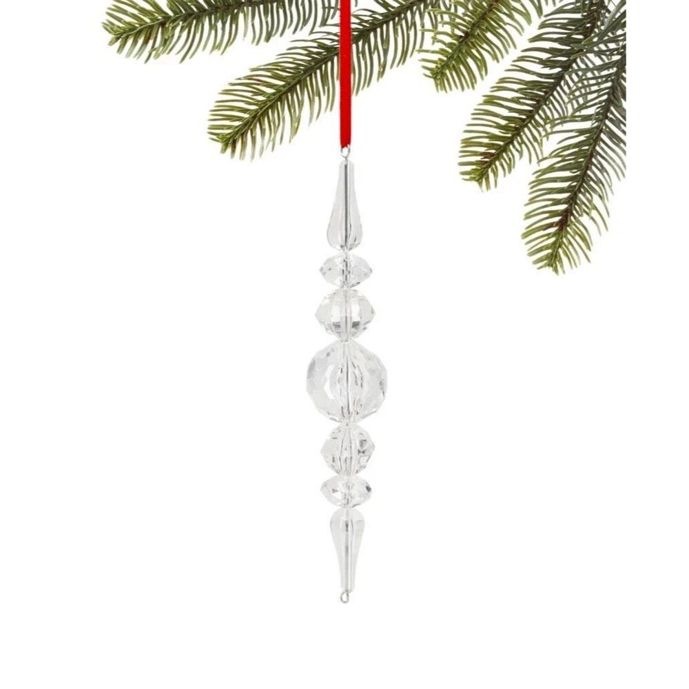 2 Holiday Lane Crystal Christmas Clear Icicle Hanging Christmas Tree Ornament,